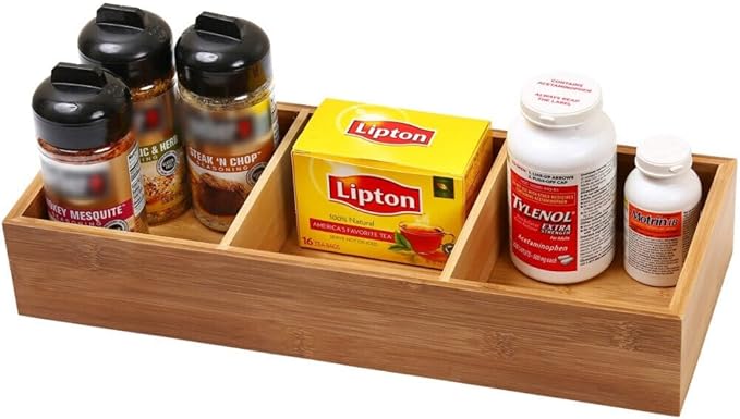 YBM HOME Pack of 18 3-Compartment Bamboo Drawer Organizer Box Multi-Use Storage for Junk Drawer, Office, Home, Kitchen, Bedroom, Children Room, Craft, Sewing, and Bathroom, 6x15x2.5 Inch