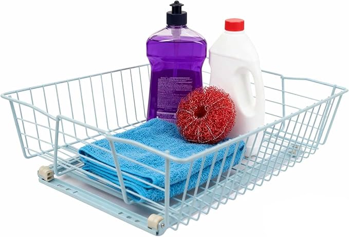 1 Tier Pull Out Pot and Pan Organizer,(14" W x 21" D) Pull Out Cabinet Organizer for Closet and Shower Items Organization, Individual Pull Out Cabinet Organizer (14" W x 21" D (1 Tier))