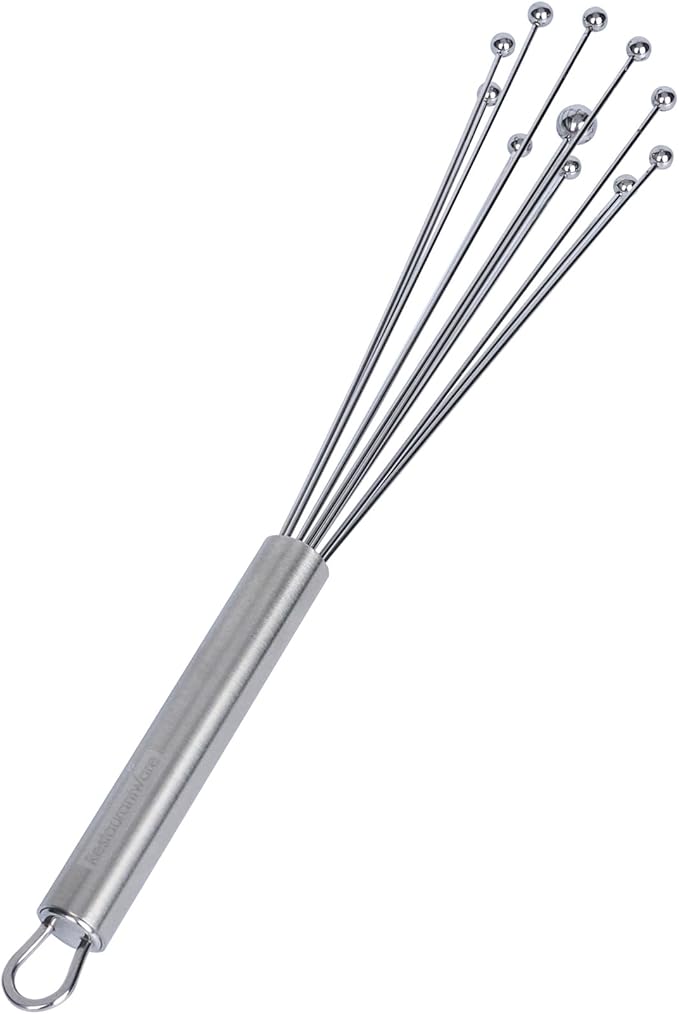 Restaurantware 10.5 in Stainless Steel Ball Whisk - 6 Pack - German Standard Egg Beater with Ergonomic Handle, Dishwasher Safe - Manual Mixer Cooking Whisk for Baking, Stirring, Sauces, Beating