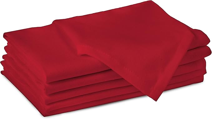 Encasa XO Deep Red Cloth Napkins Set of 6, 17"x17" | Solid Color Cotton Dinner Napkins | Washable & Reusable Wedding Napkins for Holiday Dinners, Party, & Everyday Table Decor