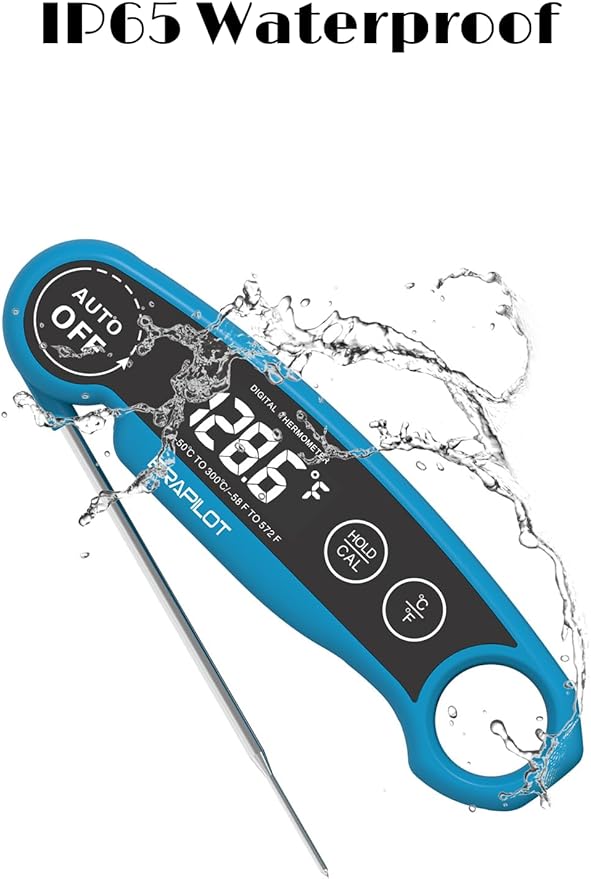 Digital Meat Thermometer Rechargeable,Waterproof Kitchen Cooking Thermometer Probe,2-3S Instant Read for Steak Grill Water Milk Bread Airfryer BBQ Baking Oil Deep Fry Smoker (Blue)