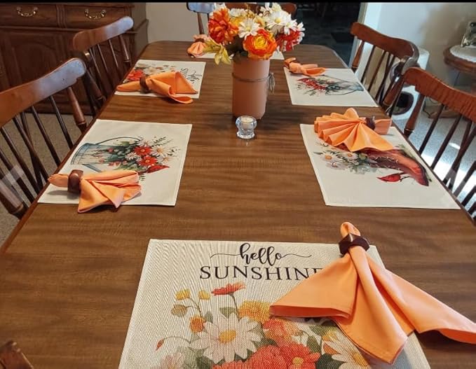 Peach Cloth Napkins Set of 6,100% Cotton Dinner Napkins, Warm Spring Carnation Color, Gift for Mon, Birthday,Soft Comfortable and Reusable 18"x18" (Salmon)