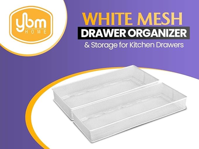 YBM HOME Silver Mesh Drawer Cabinet and or Shelf Organizer Bins, School Supply Holder Office Desktop Organizer Basket (2, 3x15x2 Inch)