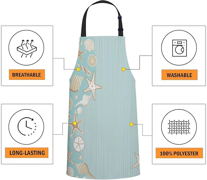 oFloral Seashell Beach Party Apron - Cook & Serve, BBQ & Catering Bib