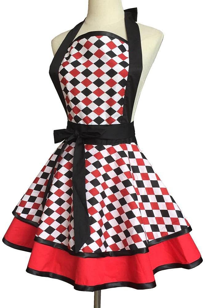 Hyzrz Lovely Handmade Cotton Retro Aprons for Women Girls Cake Kitchen Cook Apron for Mother's Gift (Multicolor)