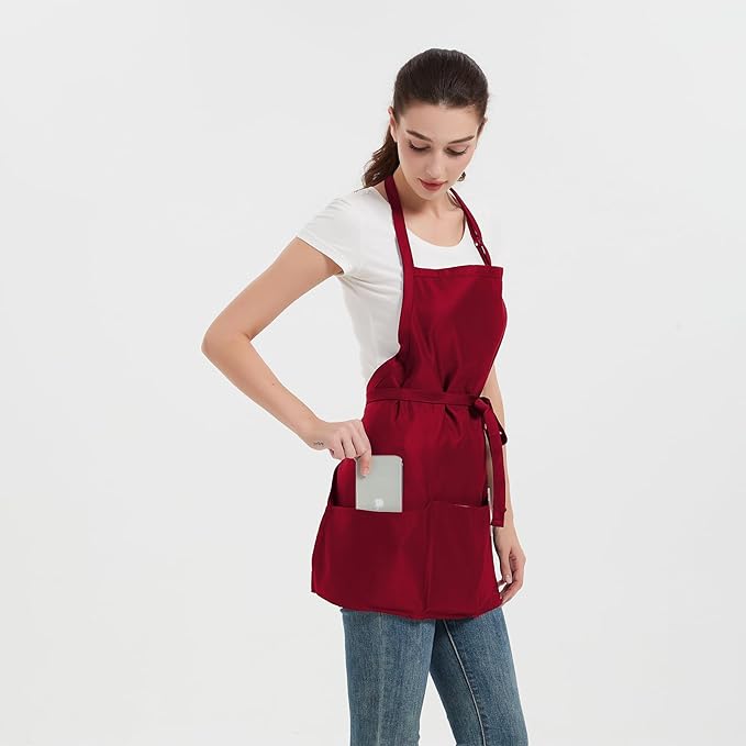 Short Aprons for Women with 3 Pockets，Waterproof Chef Apron for Cooking, Men Kitchen Apron for Grilling Bbq