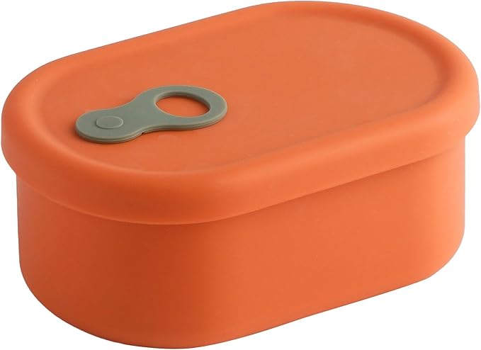 Premium Korean-Made Silicone Airtight Food Container with Steam Vent – BPA Free, Leakproof, Microwave & Freezer Safe Meal Prep. & Leftovers Storage (Mandarin Orange, 17 floz)