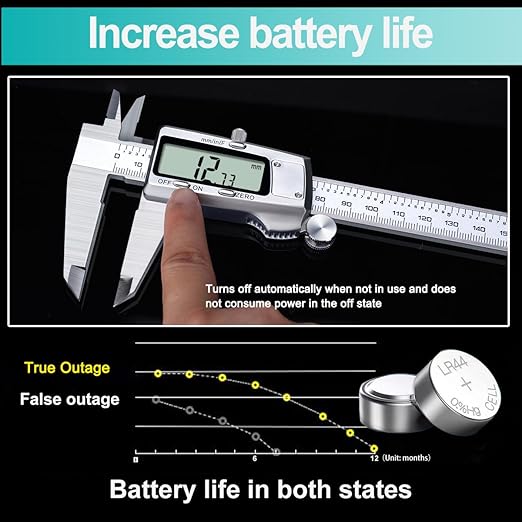 Kynup Digital Caliper 8 inch, Caliper Measuring Tool, Joint Calipers, Vernier Caliper, Stainless Steel, Full Turn Off, Switch from Inch Metric Fraction, Micrometer Digital for Household, DIY(200MM)