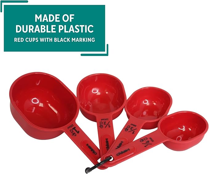 MIRRO 4pc Nested Measuring Cups Set, Red (Pack of 4)
