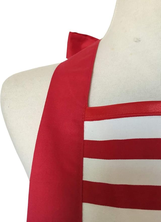 Hyzrz Lovely Handmade Cotton Retro Aprons for Women Girls Cake Kitchen Cook Apron for Mother's Gift (Red)