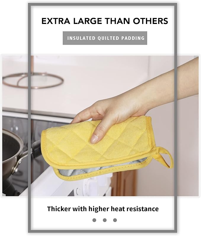 Joyhalo 4 Pack Pot Holders for Kitchen,Cotton Oven Holder with Great Heat Resistance,Non Slip Hot Pads for Kitchen Clearance,Yellow