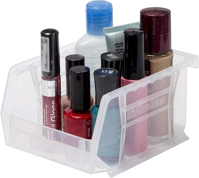 Akro-Mils 30210 AkroBins Plastic Storage Bins, Space-Saving Stackable Bins for Garage, Pantry, Craft Organization, 5" x 4" x 3", Clear, 6-Pack