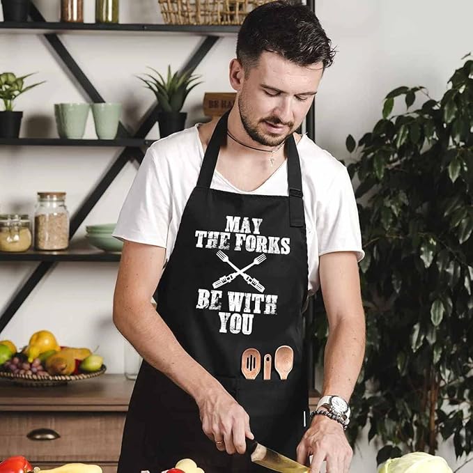 Funny apron for men Adjustable Waterproof with Pockets for Cooking Baking BBQ Gift Apron for Day, Birthday Gifts