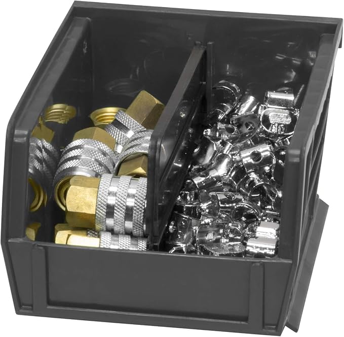 Akro-Mils 30210 AkroBins Plastic Storage Bins, Space-Saving Stackable Bins for Garage, Pantry, Craft Organization, 5" x 4" x 3", Black, 24-Pack