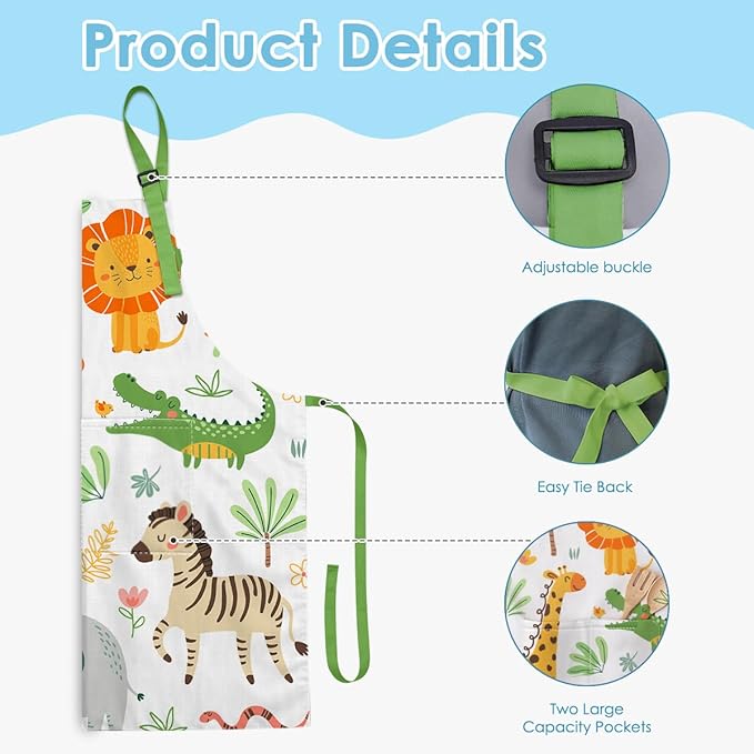 SANDJEST Kids Apron with Chefs Hat Set, Kitchen Apron Gifts
