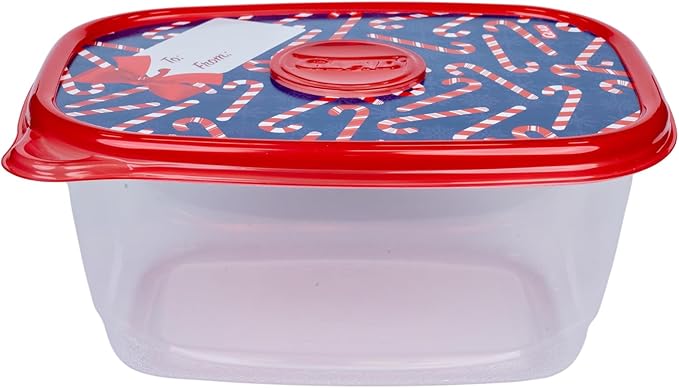 Glad GladWare Holiday Food Storage Containers with Reversible Gift Tags, Large Rectangle BPA Free Plastic for Holiday Cookies and Gifting, Microwave Freezer Dishwasher Safe, 64 Oz, 3 Count