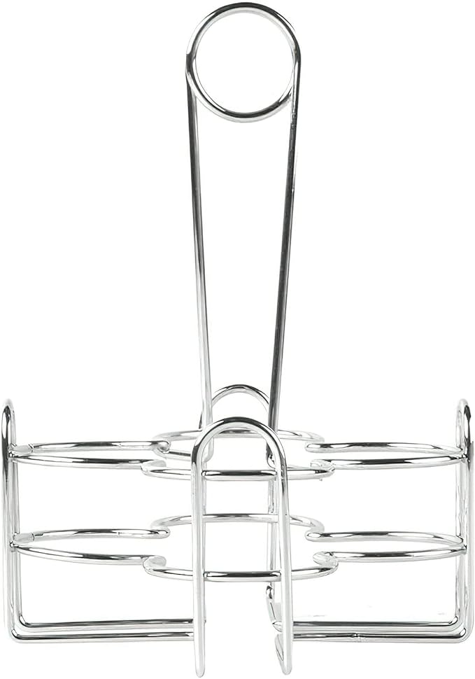 G.E.T. 4-221623 Metal Condiment Condiment Caddy with Number Holder, 4 Compartment, Chrome, 6.5" x 6.5"