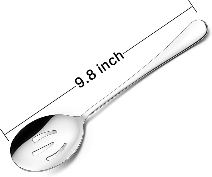HaWare Serving Slotted Spoons X 6, 9.8 inches Large Size Stainless Steel Spoon Service for Home, Elegant Design for Kitchen/Buffet/Party, Mirror Polished and Dishwasher Safe(6 Pack)
