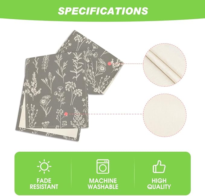 Artoid Mode Leaves Flowers Spring Table Runner, Seasonal Kitchen Dining Table Decoration for Home Party Decor 13x72 Inch