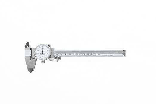 PEC Dial Caliper 0-150mm, Stainless Steel Precision Measuring Tool with Shock-Proof Dial, High Accuracy ±0.03mm