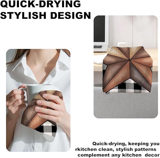 Jztco 2 Pcs Western Kitchen Towels, Western Texas Star Reusable Hand Tea Towel, Microfiber Dish Cloths for Drying Dishes, Waffle Dish Towels for Bathroom Kitchen Decor, Star Gifts for Women Mom
