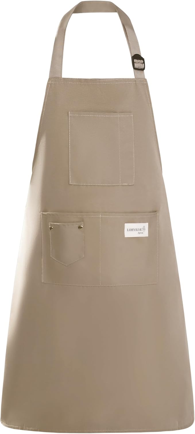 Kitchen Apron, Chef Aprons for Men Women with 5 Pockets Pen Holder, Adjustable Bib BBQ Work Apron for Cooking Baking