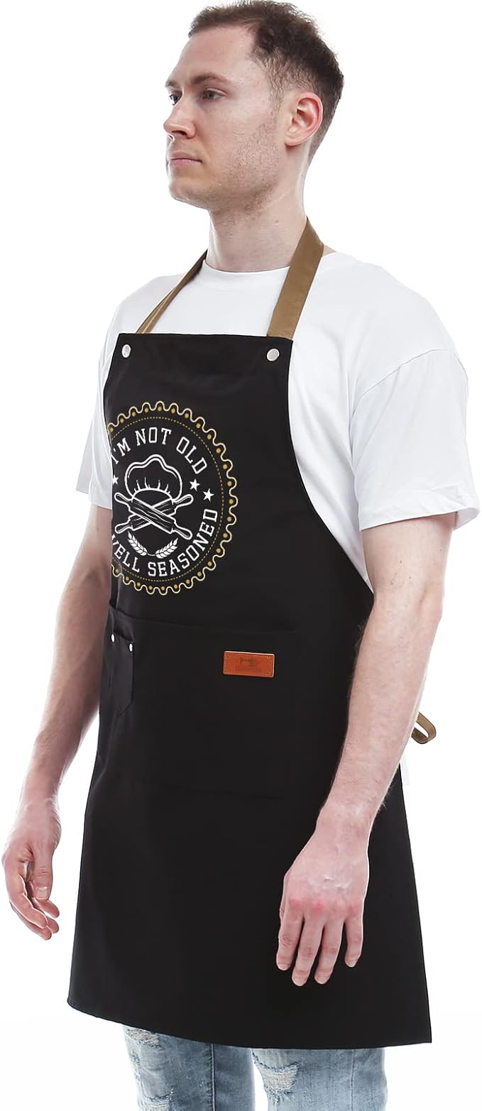 Kitchen Gifts For Men, Women, Gifts for Mom, Gift for Dad, Husband, Boyfriend, Brother, Wife, Girlfriend, Unique Birthday Gift, Humor Apron for friends, Bff, REHAVE Kitchen Chef Aprons Baking Presents