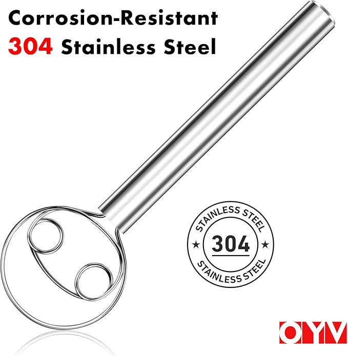 OYV 304 stainless steel dough whisk, Dishwasher Safe Danish Dough Whisk, Dutch Bread Whisk for Sourdough, Pizza, Pastry, Cake Batter, 12-inch sourdough tools