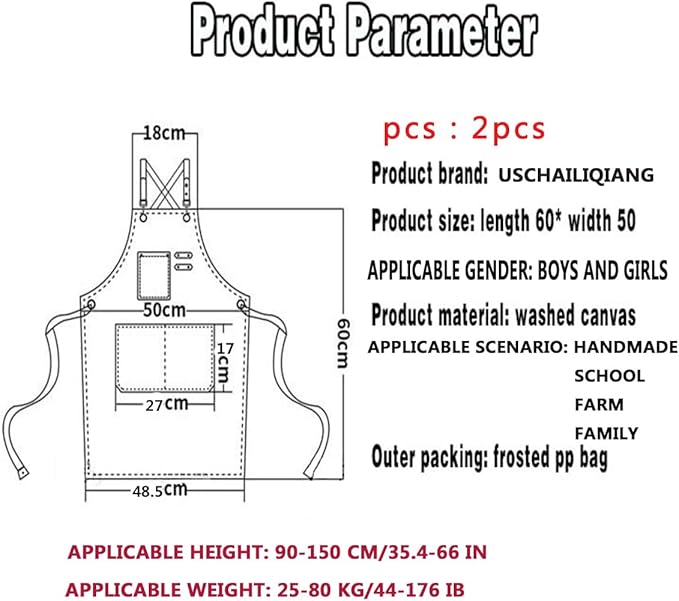 2pcs kids canvas apron for boy and girl cooking painting kitchen working tool kids apron
