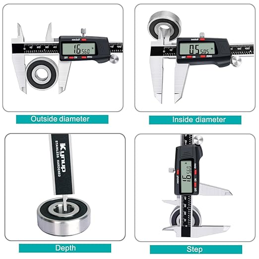 Kynup Digital Caliper, 8 Inch Micrometer Caliper Tool, Vernier Caliper Gages with Stainless Steel Body, Large LCD Screen, Auto - Off Feature, Inch Metric Fraction Conversion (200mm)