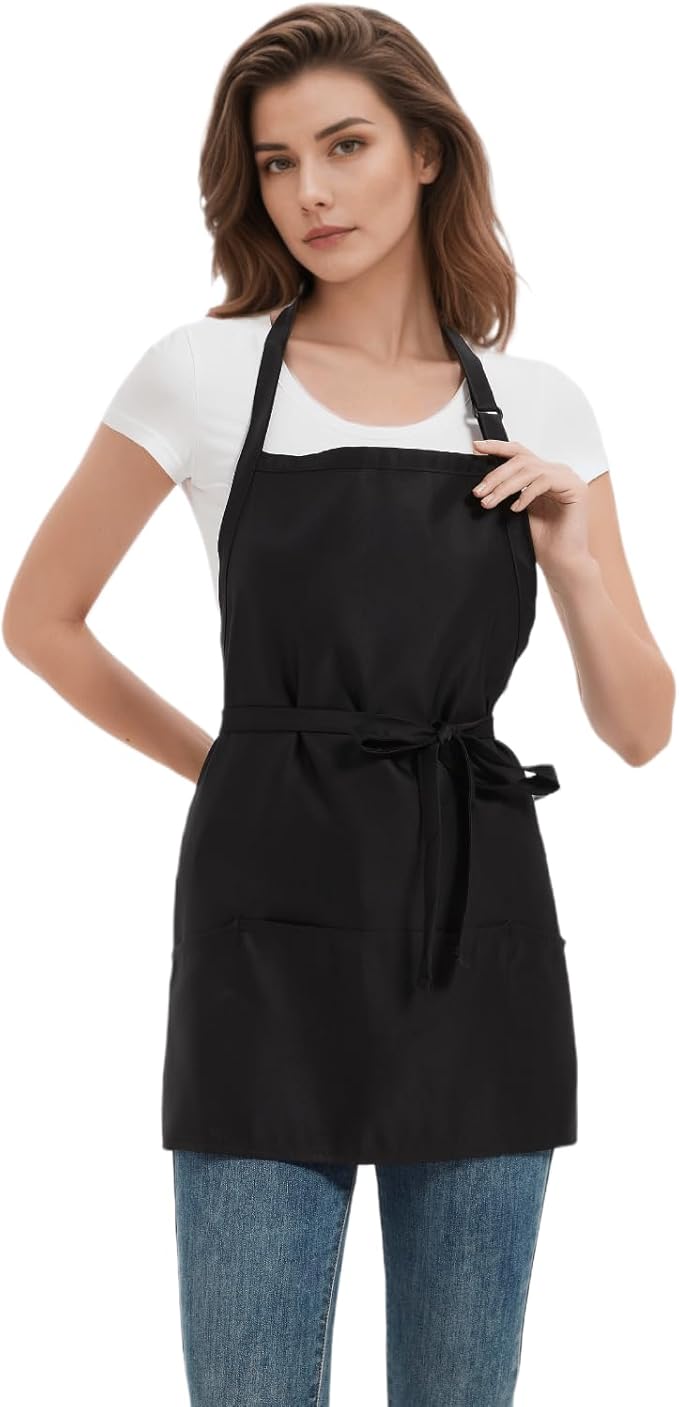 Short Aprons for Women with 3 Pockets，Waterproof Chef Apron for Cooking, Men Kitchen Apron for Grilling Bbq