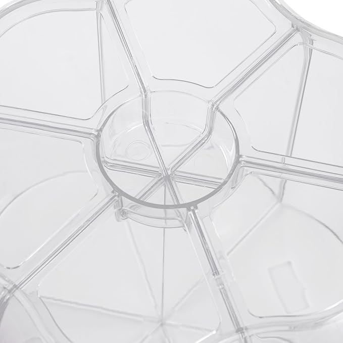 Cereal Dispenser Countertop 360° Rotating Grain Storage Container 13.2-27.56 Lbs Rice Dispenser 6 Grids Dry Food Dispenser Candy Dispensers for Grains, Beans, Rice (White, 27.56Lbs)