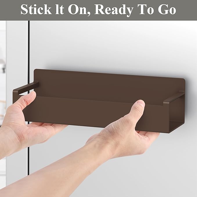 HuggieGems 4 Pack Magnetic Spice Rack Organizer for Refrigerator and Oven, Brown Fridge Organizers and Storage for Kitchen