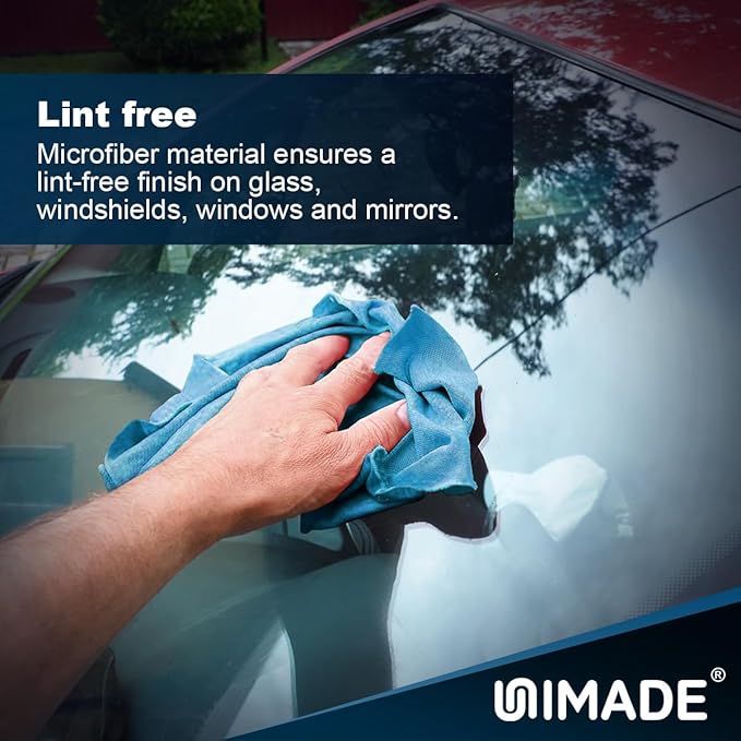 UNIMADE Shop Towels, 100 Sheets Microfiber Cleaning Cloth Commercial Grade Washcloths Lint-Free Bulk Shops Rags for Cars Mechanic Restaurant Garage Housekeeping, 11"x 9", Blue