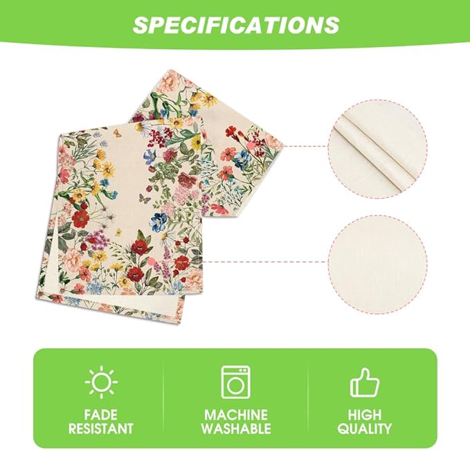 Artoid Mode Plants Floral Butterfly Valentine's Day Table Runner, Anniversary Wedding Kitchen Dining Table Decoration for Home Party Decor 13x90 Inch