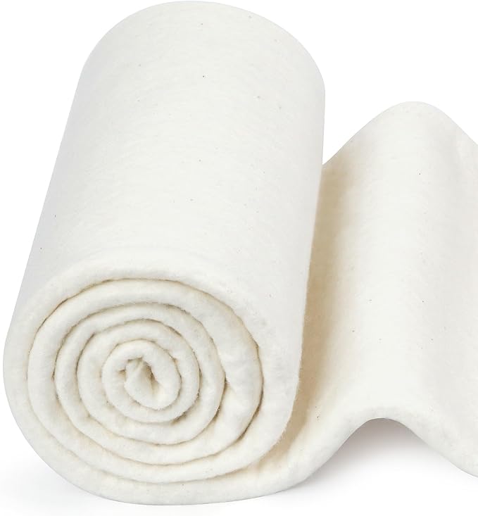 FIVEIZERO 100% Natural Cotton Quilt Batting–47Inchx1Yard Large Lightweight Batting Fabric,Quilting Batting by The Yard for Sewing,Crafts,DIY,Potholders,Backing,Wadding,Twin & King Size Quilt Projects
