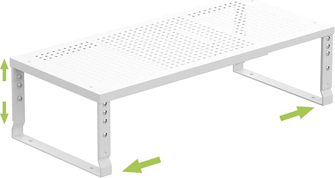 Jojocross Expandable Cabinet Shelf Organizer Storage Spice Rack Shelves for Kitchen Stackable Adjustable Pantry Cupboard Bathroom Countertop Desktop(1Pack/White/Large-with Hole)