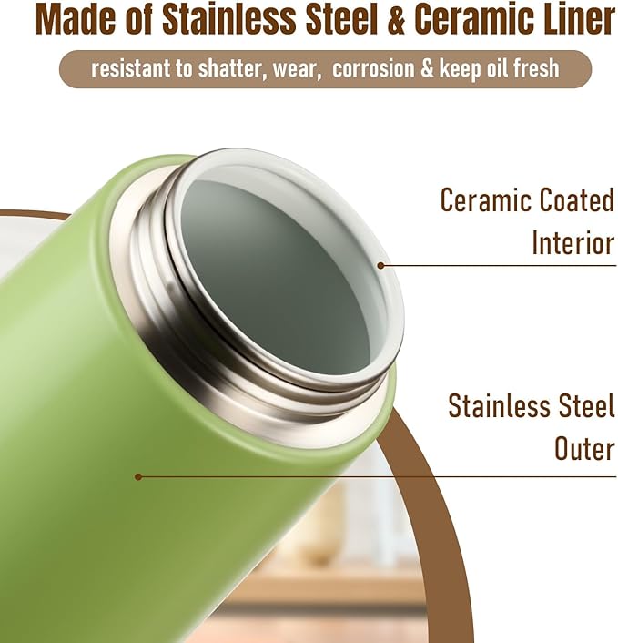 PARACITY 2 in 1 Oil Dipenser Bottle, Stainless Steel (Green-Green)