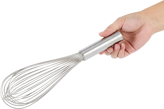 Met Lux 12 x 2.5 x 2.5 Inch Baking Whisk With Ergonomic Handle - Dishwashable Stainless Steel Whisk For Whipping Or Cooking