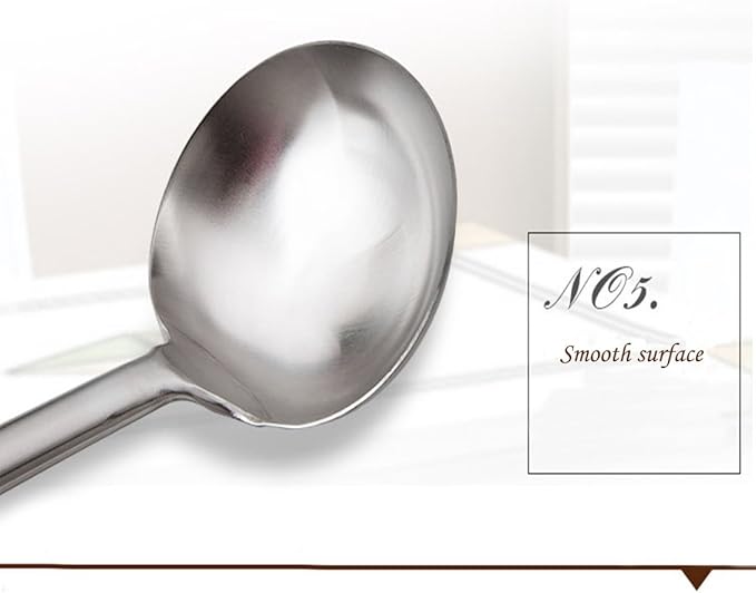Tenta Kitchen Professional Large Stainless Steel Serving Ladle Spoon - Gravy Ladle Soup Spoon For School Canteen,Hotel Kitchen,Restaurant (3.86"x17")