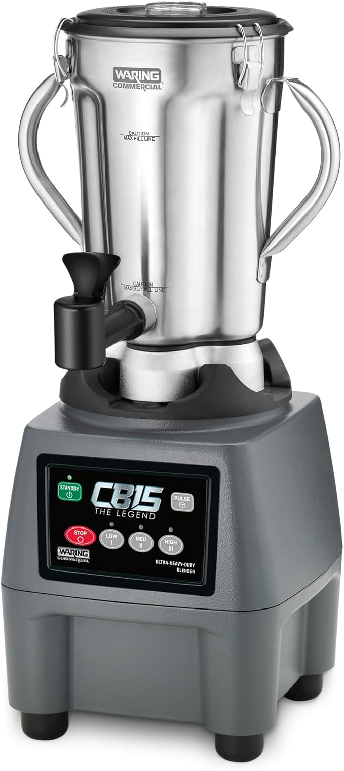 Waring Commercial Heavy Duty Blender, 3.75 HP Motor with 1-Gallon Stainless Steel Jar & Spigot, for Smoothies Soups Sauces Restaurants, CB15SF