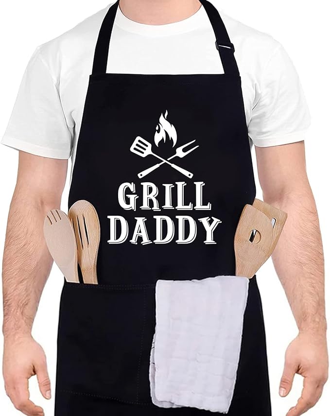 Funny apron for men Adjustable Waterproof with Pockets for Cooking Baking BBQ Gift Apron for Day, Birthday Gifts