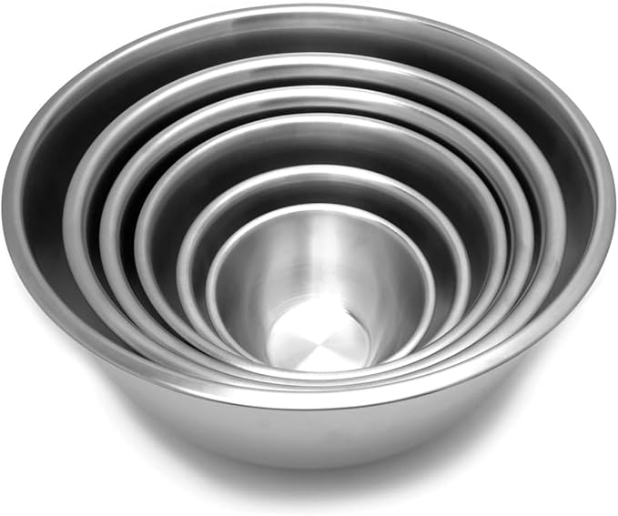 Fox Run 6-Piece Nesting Stainless Steel Polished Mirror Finish Mixing Bowls Set, 0.5, 1.25, 2.75, 4.25, 6.25 and 10.75 Quart