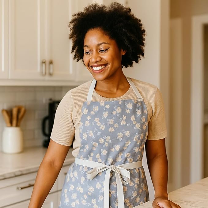 Aoomzoon Kitchen Aprons for Women with 2 Pockets,Double Sided Vintage Adjustable Apron for Gardening Cooking Arting Painting