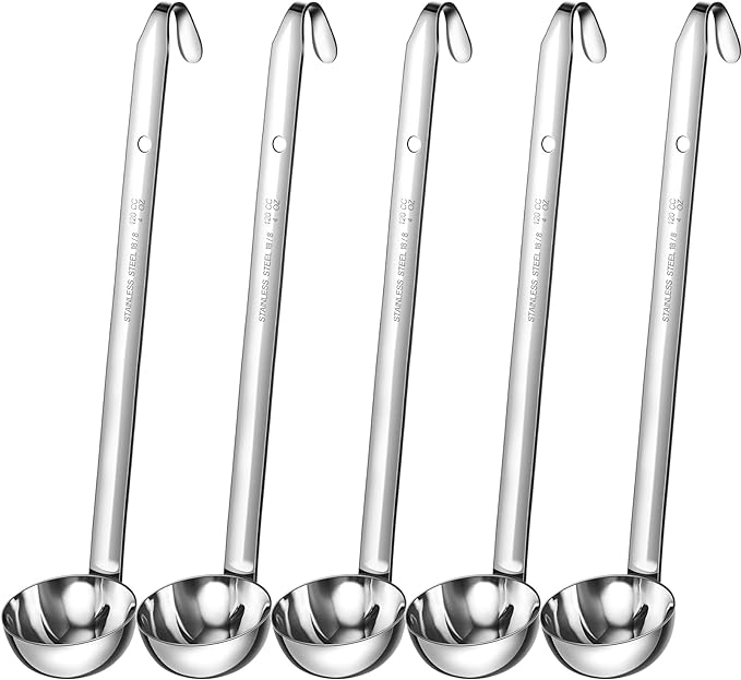 Cunhill 5 Pcs Soup Ladles Stainless Steel Serving Ladles with Long Handle for Serving, Cooking, Stirring, Portioning Kitchen Restaurant Accessories(4 oz)