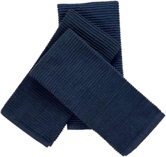 Serafina Home Oversized Solid Color Dark Navy Blue Kitchen Dish Towels: 100% Cotton Cloth Soft Cleaning Drying Absorbent Ribbed Terry Loop, Set of 3 Multipurpose for Everyday Use (Navy Blue)