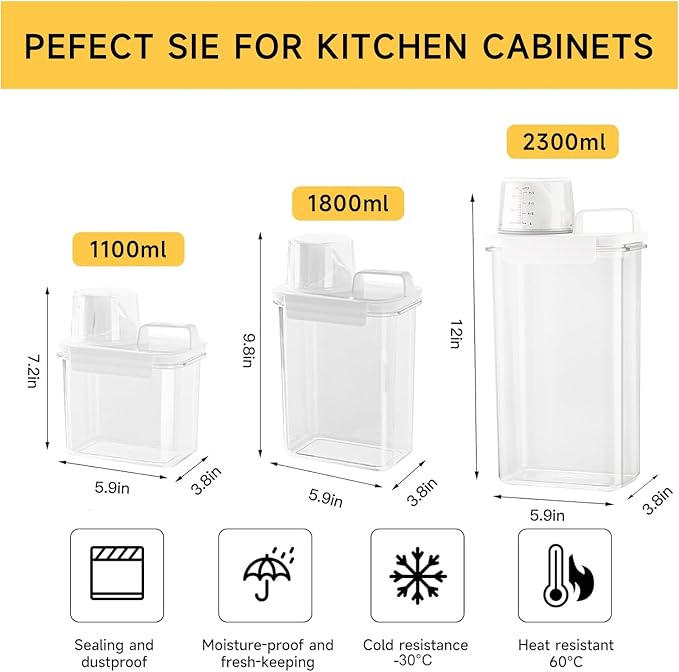 Rice Storage Dispenser And Cereal Container -Airtight Food Storage Organizers BPA-free Plastic Kitchen Pantry Storage Containers food-grade PET material Suitable for rice, grains