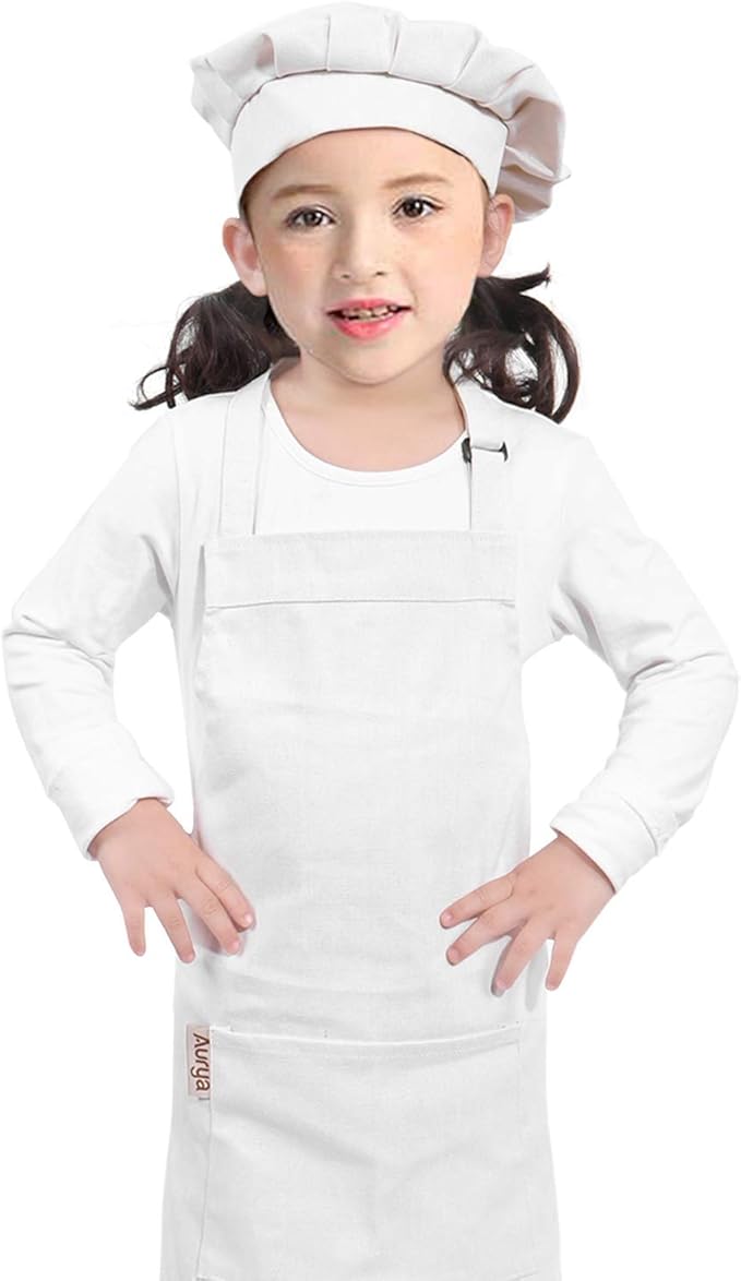 Adjustable Apron and Chef Hat Set for Cooking and Baking - Off White