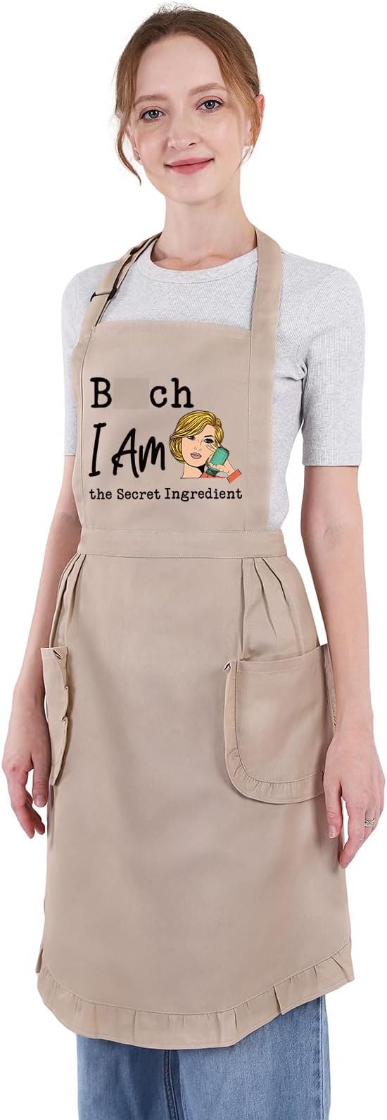 Miracu Funny Baking Cooking Aprons for Women w/Pockets, Hilarious Cute Kitchen Apron for Cooking, Humor Fun Birthday, Mothers Day Baking Gifts for Bakers Cook Wife Friend Mom Chef Daughter Girlfriend