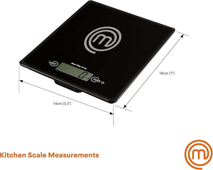 MasterChef Digital Food Scale Grams and Ounces for Kitchen, Portable Food Weight Scale with LCD Display for Baking & Cooking, Tempered Glass Scales, Weighing Precision of 0.1oz, 11lb Weight Capacity